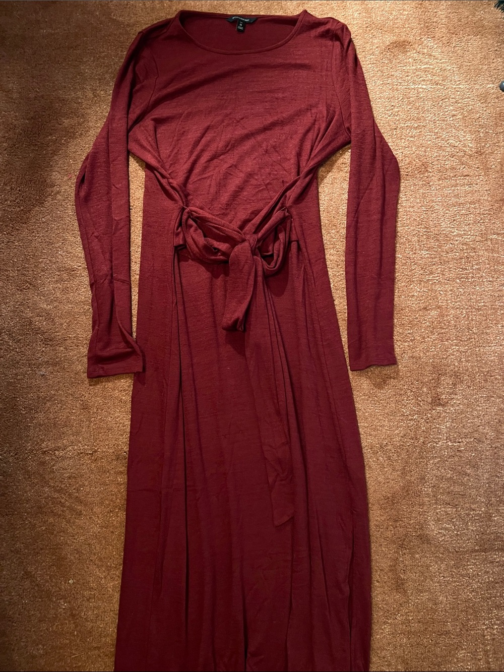 Tall M Oxblood Banana Republic Midi Wrap Knit Dress - Picture 1 of 7